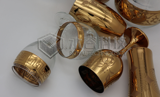 Powłoki szklane PVD ze złota, 2-stronne złocenie PVD na wyrobach szklanych
