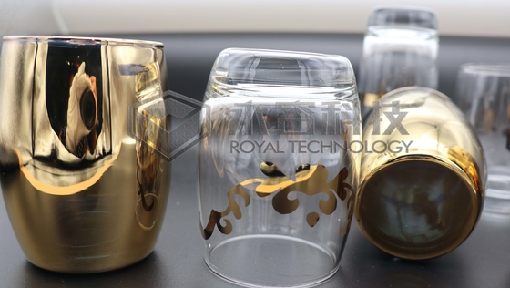 2 strony złota powłoka na szklanych naczyniach z jonową maszyną do powlekania porcelany złota i srebrna powłoka z wzorami